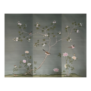 Chinoiserie Floral Mural Hand Painted Wallpaper - 3 Panels