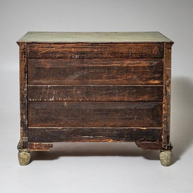 Light Green Patinated Chest of Drawers with Silvered Accents, 1700s For Sale - Image 4 of 8