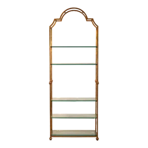 Mid 20th Century Italian Neoclassical Gilt Iron Etagere With Glass Shelves
