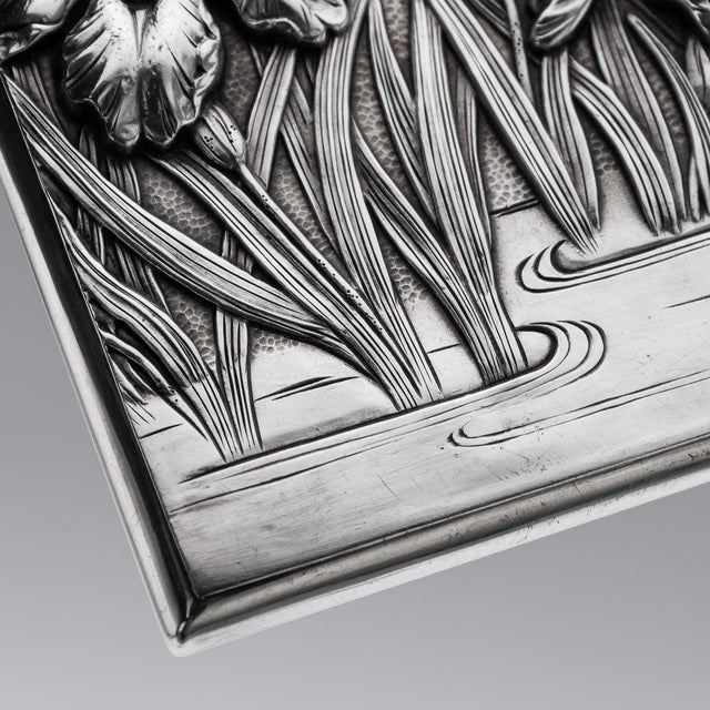 Metal Antique 20th Century Japanese Meiji Silver Card Case, 1900s For Sale - Image 7 of 16