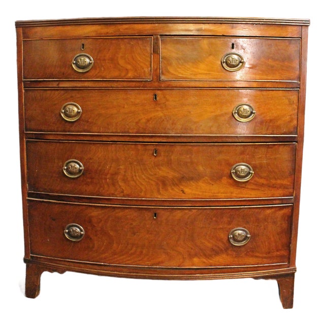 Circa 1770-90 George III Period English Bowfront Chest of Drawers For Sale