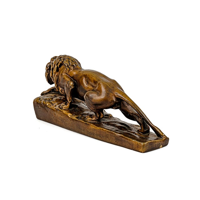 Rare Vintage Bronze-Clad "Lion À L'affût" (Stalking Lion) Statue in the Style of Isidore Jules Bonheur For Sale - Image 4 of 10