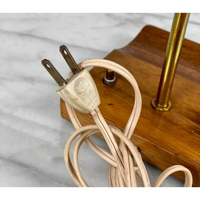 Mid-Century Modern Walnut & Brushed Gold Desk Lamp For Sale - Image 9 of 10