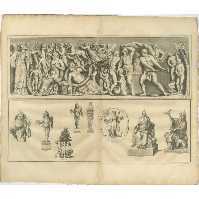 Double bacchic frieze, classical mythological relief – montfaucon engraving 1721 description large and highly decorative...