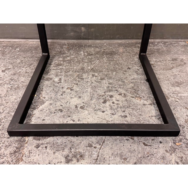 Room & Board Parsons C-Shape Seafoam Glass Table For Sale - Image 11 of 12