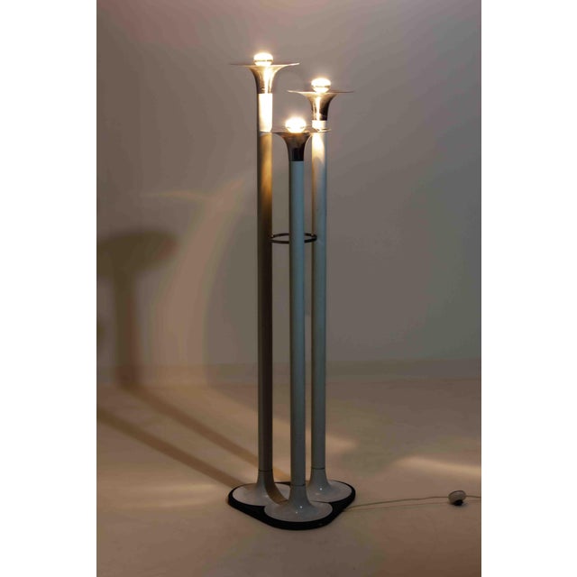 Paint French Tripod Floor Lamp with Trumpet Shades in Chrome and Enamel, 1960s For Sale - Image 7 of 12