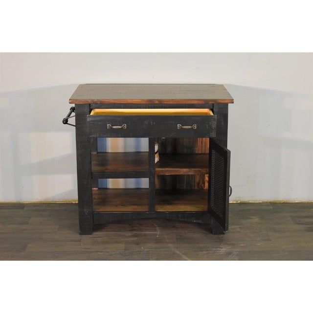 American Crafters and Weavers Greenview Kitchen Island - Distressed Black - 39" For Sale - Image 3 of 7