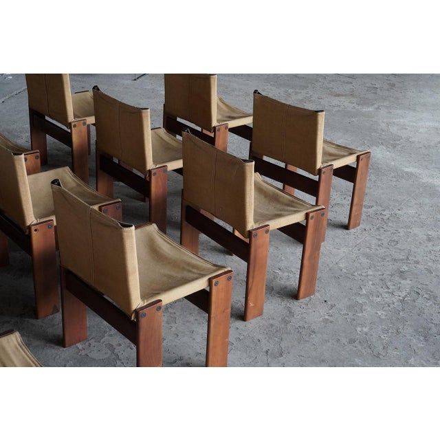 Canvas Monk Chairs by Afra & Tobia Scarpa for Molteni, Italy, 1970s, Set of 14 For Sale - Image 6 of 12