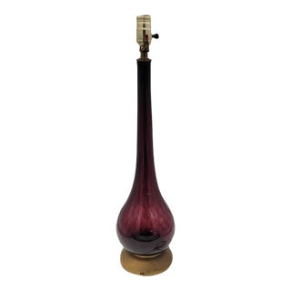 1950's Midcentury Italian Glass Purple Lamp For Sale