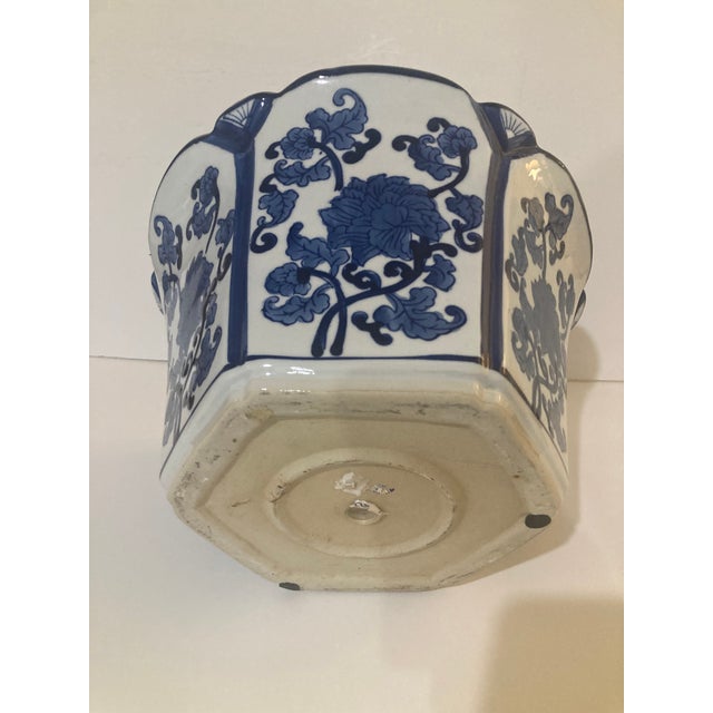 Blue Blue and White Porcelain Cache Pot For Sale - Image 8 of 9