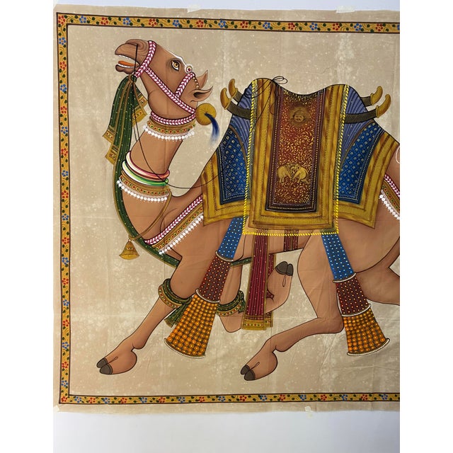 Vintage Camel Painting on Silk "60 Inches * 68 Inches " For Sale - Image 4 of 10