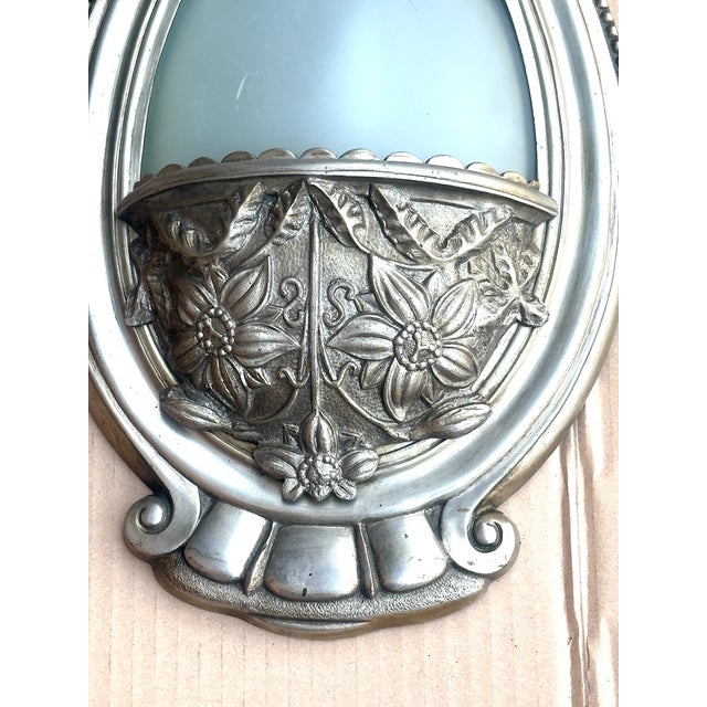 Vintage French Brass and Glass Wall Lamps, 1930s, Set of 2 For Sale - Image 3 of 12