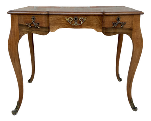 1930s French Louis XV Style Walnut Writing Table With Three Drawers