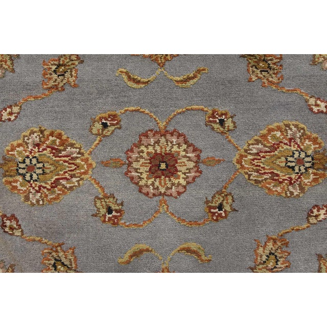 Agra Runner 2’6” X 10′ Blue Wool/Silk Traditional Hand-Knotted Oriental Rug For Sale - Image 9 of 13