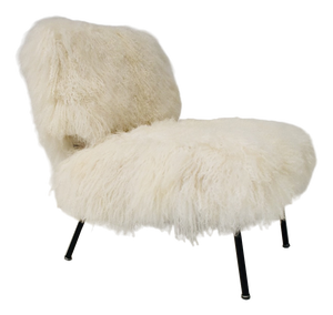 Vintage Mongolian Goat Fur Coating Armchair, 1970s