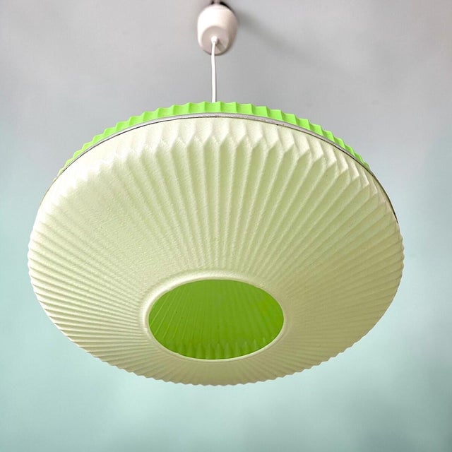 Large Vintage Space Age UFO Pendant Lamp in Green Acrylic, 1970s For Sale - Image 10 of 18