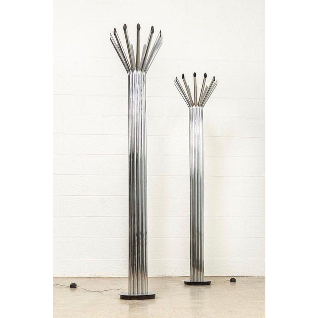 1970s Mid 20th Century Silver Chrome Tubular Floor Lamp by Kovacs - a Pair For Sale - Image 5 of 11