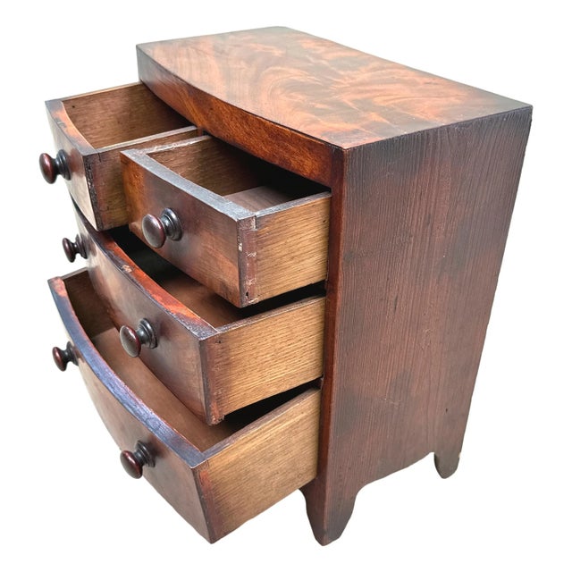 Victorian Miniature Mahogany Bowfront Chest of Drawers, 1860 For Sale - Image 3 of 10