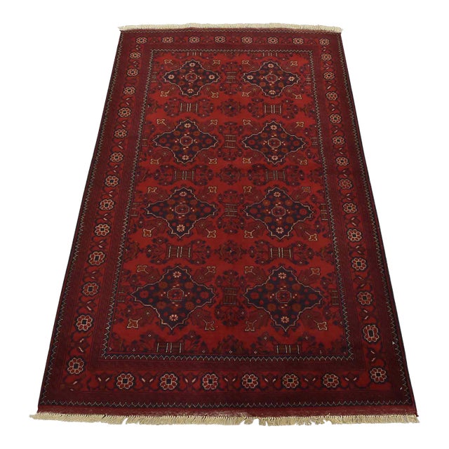 Turkmen Rug 4’1” X 6’6” Red Wool Tribal Hand-Knotted Oriental Carpet For Sale