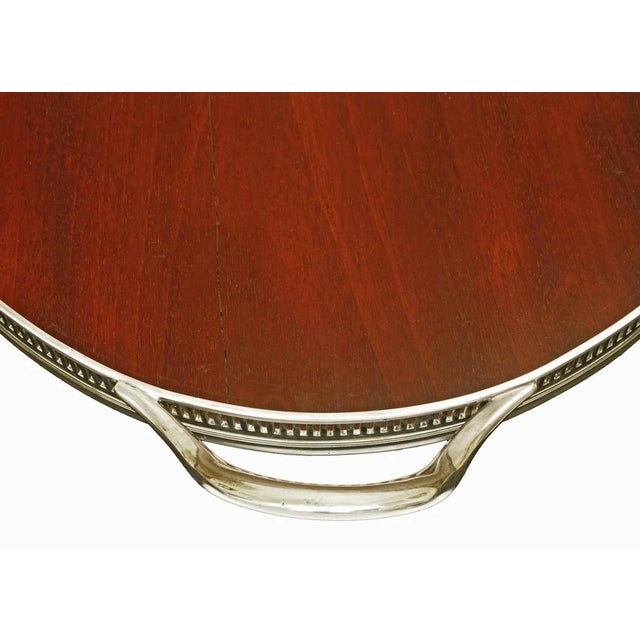 Edwardian Mahogany Oval Tray Silverplate Wood Tray Maple & Co London For Sale - Image 9 of 9