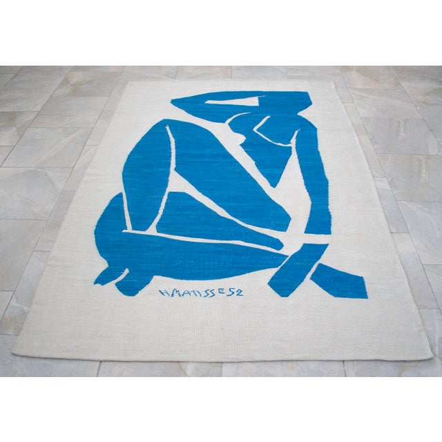 2020s Henri Matisse Blue Nude 3 Inspired Silk Hand Woven Rug For Sale - Image 5 of 15