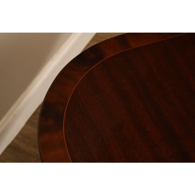 Regency Style Banded Mahogany Double Pedestal Dining Table With 2 Leaves For Sale - Image 11 of 18