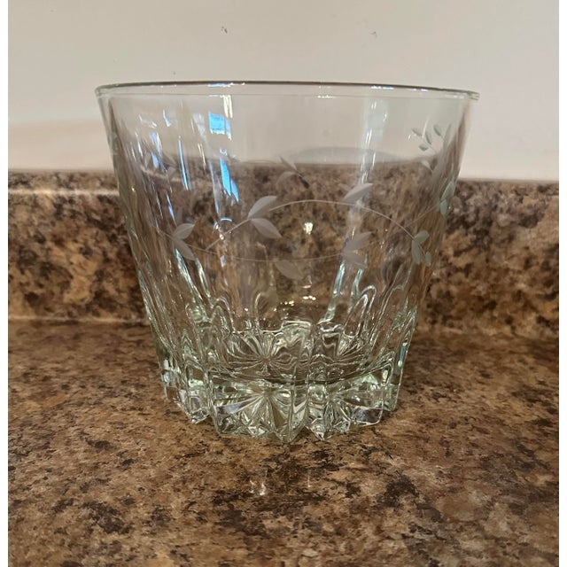 Traditional Mid 20th Century Traditional Etched Glass Ice Bucket or Vase For Sale - Image 3 of 3