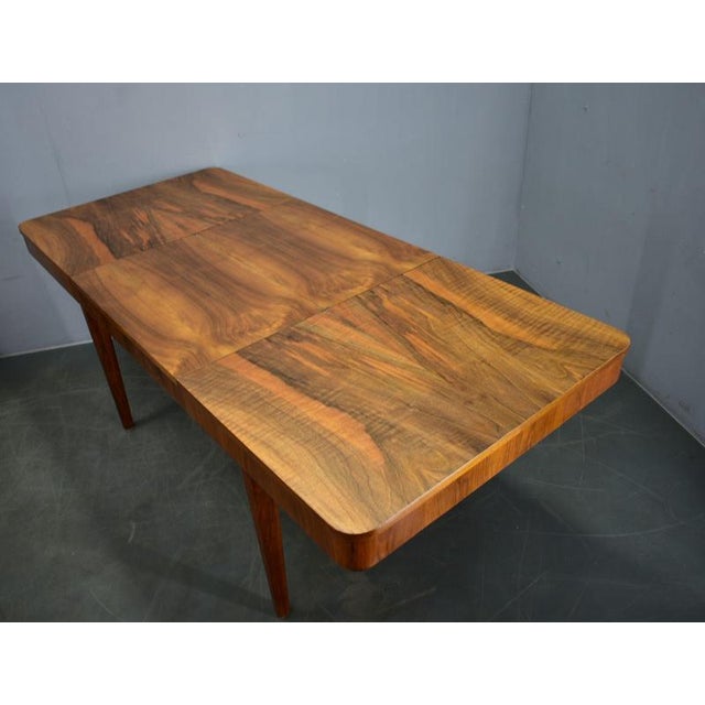 Extendable Dining Table in Walnut by Jindrich Halabala, Czechoslovakia, 1940s For Sale - Image 10 of 18