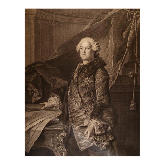 Marquis de Marigny: An 18th C. Wille Engraved Portrait after a Tocque Painting, 1761 For Sale