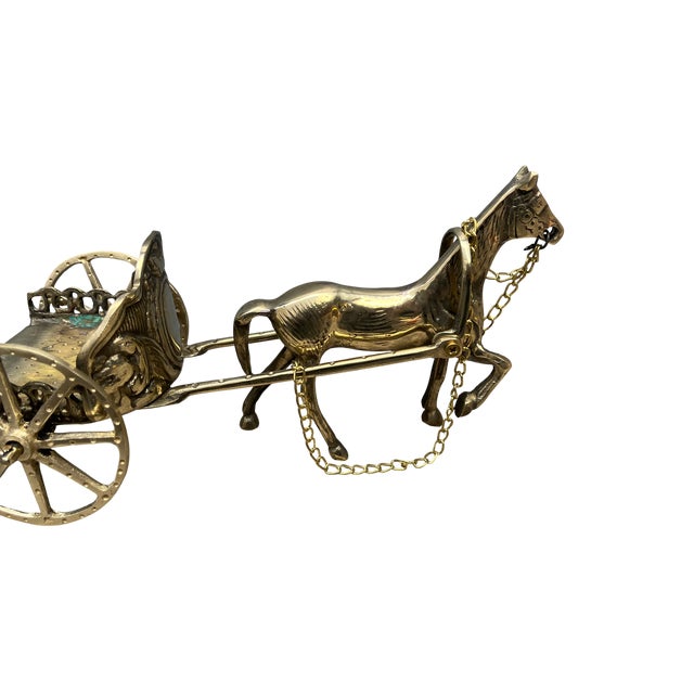 Brass Chariot & Horse Figurine For Sale - Image 13 of 16
