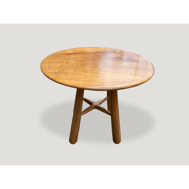 Andrianna Shamaris Midcentury Couture Round Teak Table with Butterflies Inlaid For Sale - Image 18 of 18