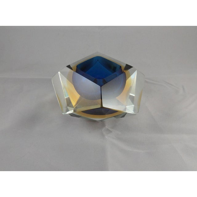 Blue Vintage Murano Sommerso Glass Bowl in the Style of Flavio Poli For Sale - Image 8 of 10