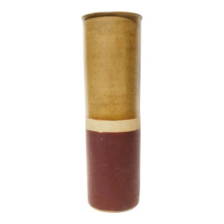 Large, Tall, Stoneware Cylinder Vase For Sale