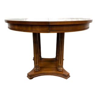 Vintage Neoclassical Regency Revival Walnut Pedestal Dining Table For Sale