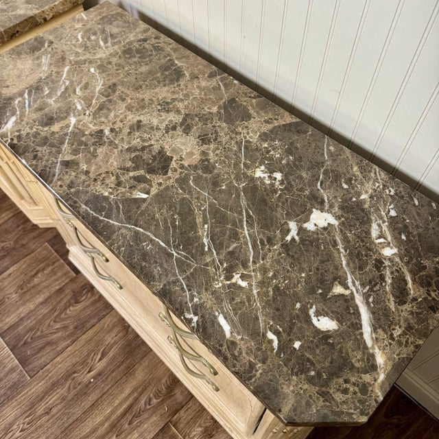 Vintage Bernhardt Neoclassical Revival Marble Top 3-Drawer Nightstands, Pair For Sale In Salt Lake City - Image 6 of 14
