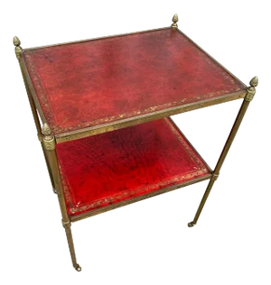 Maison Jansen 2 tier Leather and Brass coffee Table