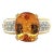 Vintage 6 Carat Oval Cut Orange Topaz and Round Cut Diamond Ring in 18K Solid Go, Size 7.75 For Sale
