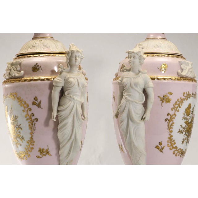Beautiful Neoclassical style urns imported for the Madison Avenue-based American company, Lenwile Ardalt Inc., which...