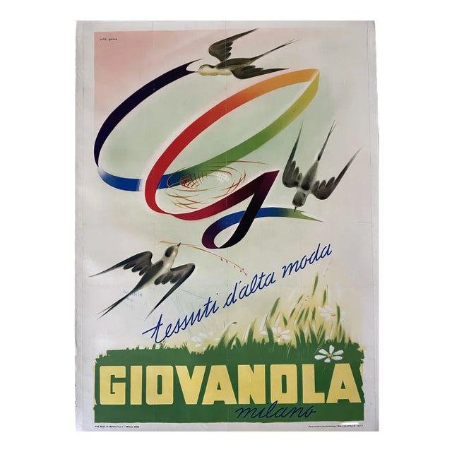 Italian Giovanola Milano Advertising Poster, 1960s For Sale