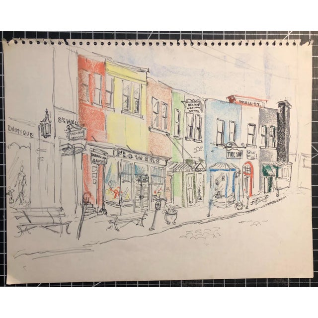 Traditional 1960s Asheville Street Scene Drawing For Sale - Image 3 of 3
