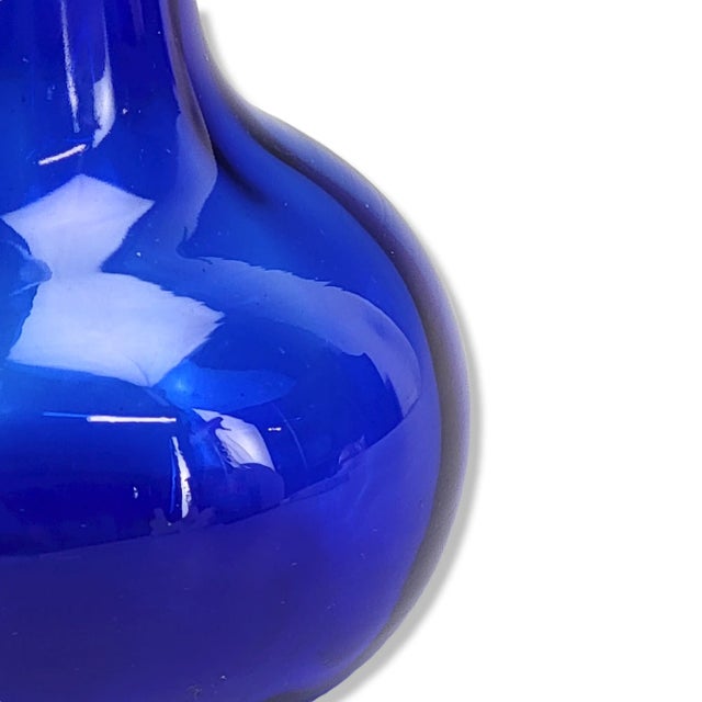 Glass "Illusion" Cobalt Blue Indiana Glass Vase For Sale - Image 7 of 11