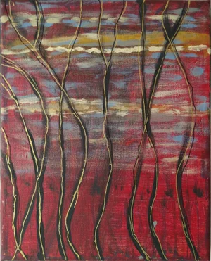 "Summer Lightning” Original Abstract by Pam Roth O’Mara, Framed