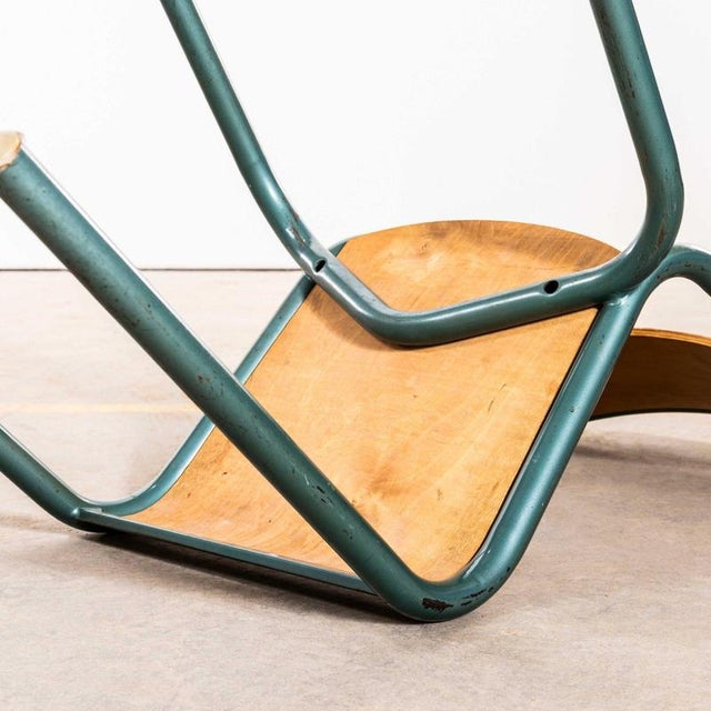 Gold French Steel Green Stacking School Dining Chair from Mullca, 1950s For Sale - Image 8 of 11