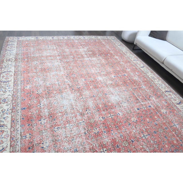 1970s 1960s Vintage Persian Handmade Wool Cotton Light Red Area Rug For Sale - Image 5 of 11