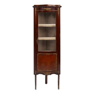 Vintage French Louis XV Style Corner Display Cabinet with Arched Glass, 1950s For Sale