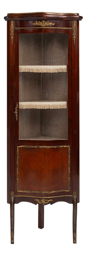 Vintage French Louis XV Style Corner Display Cabinet with Arched Glass, 1950s