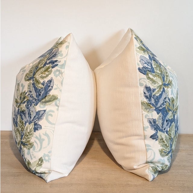 Cowtan & Tout Ashwell Pillows in Blue & Willow, is a fun floral botanical print. 100% LInen, and backs are coordinating...