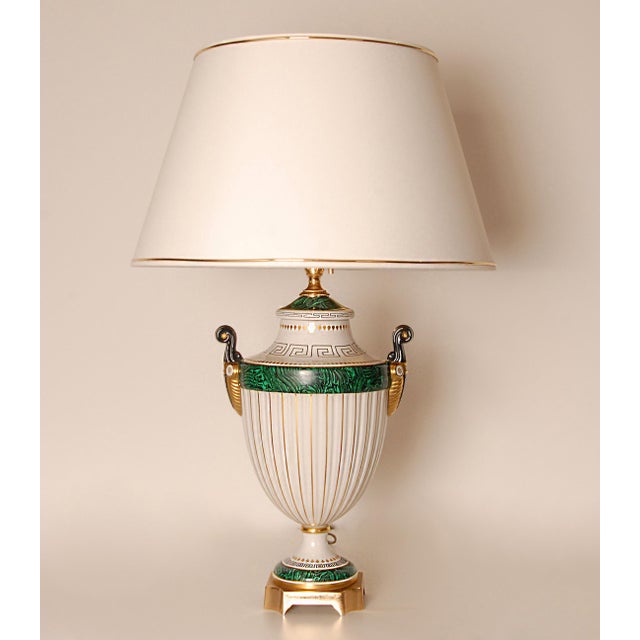 Italian Table Lamp Mangani Porcelain and Gilt Bronze Neoclassical For Sale - Image 10 of 10