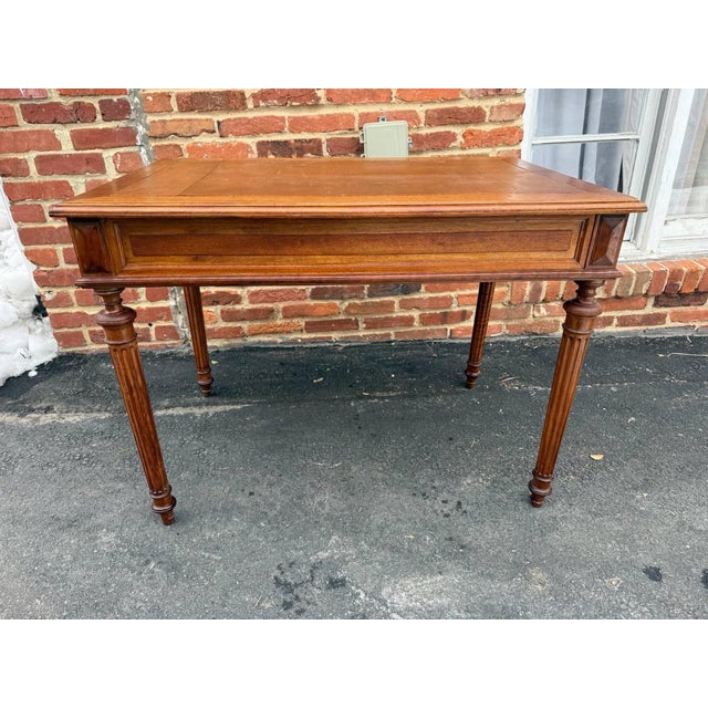 Antique Victorian Style Tooled Leather Writting Table Desk For Sale - Image 17 of 17