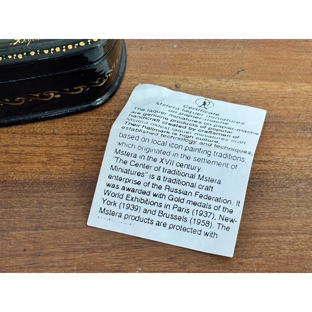 Black 1980s Hand Painted Paper Mache Trinket Box For Sale - Image 8 of 8
